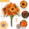 Artificial Mum Bush Sunflowers Faux Fall Chrysanthemums Flower - Orange